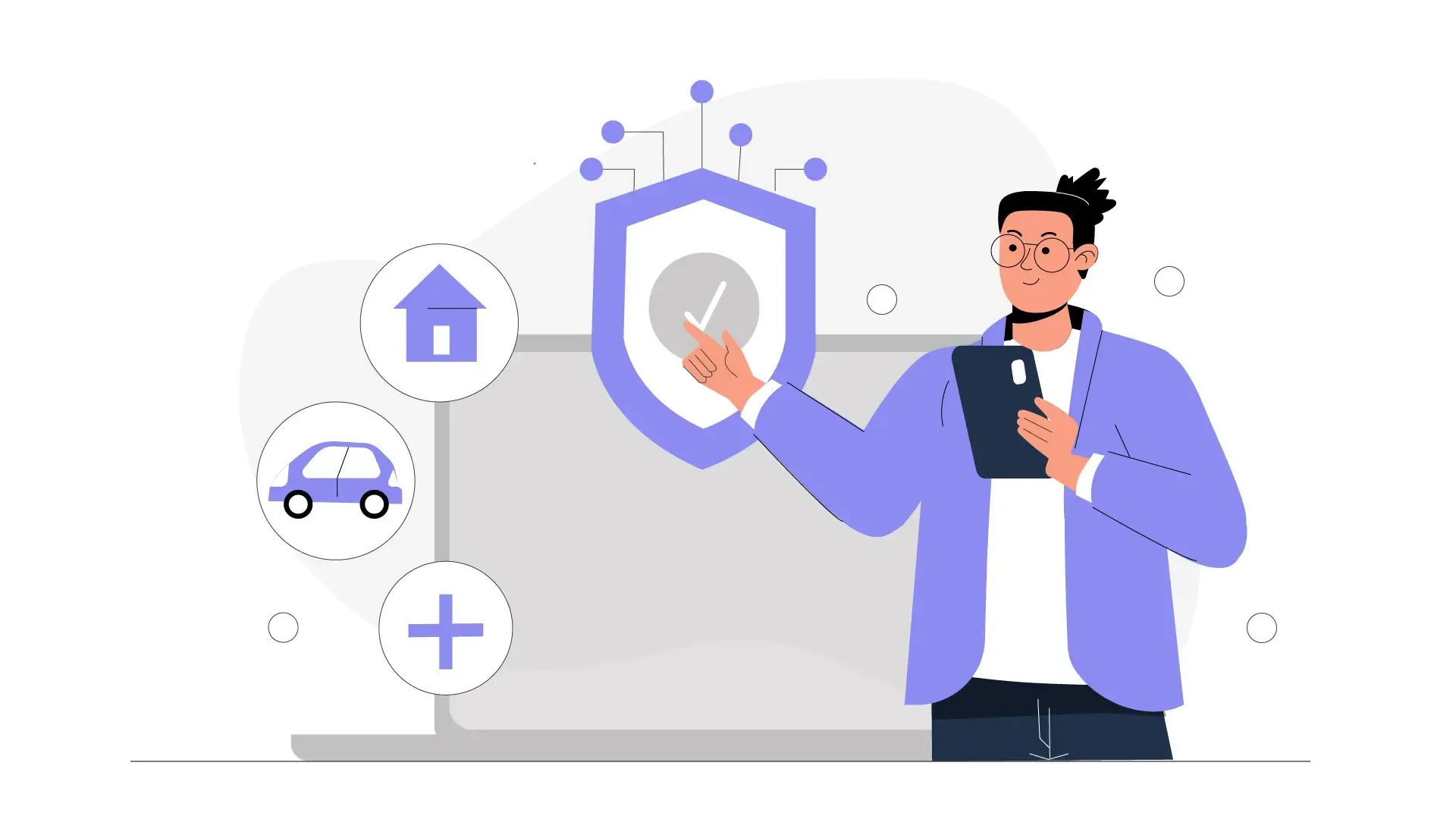 Vector Illustration of Man Using Digital Insurance Technology image